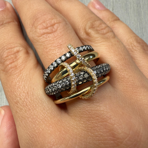 Spinelli Kilcollin Vega Gold Ring with Pavé Connectors, Size 8 Spinelli Kilcollin Vega Gold Ring with Pavé Connectors, Size 8