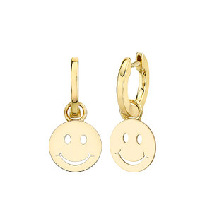 *VIRTUAL TRUNK SHOW* Sydney Evan Little Loves Pure Gold Happy Face Charm Hoops (Pair) *VIRTUAL TRUNK SHOW* Sydney Evan Little Loves Pure Gold Happy Face Charm Hoops (Pair)