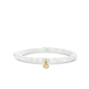 *VIRTUAL TRUNK SHOW* Sydney Evan Little Loves Gold & Diamond Tiny Clam Shell on Mother of Pearl Heishi *VIRTUAL TRUNK SHOW* Sydney Evan Little Loves Gold & Diamond Tiny Clam Shell on Mother of Pearl Heishi