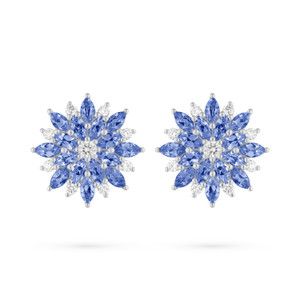 Paul Morelli Dahlia Stud Diamond Earrings with Blue Sapphires, 17mm