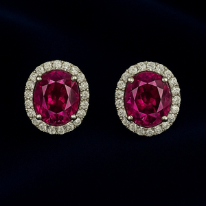 *VIRTUAL TRUNK SHOW* Raspberry Garnet Custom Halo Stud Earrings *VIRTUAL TRUNK SHOW* Raspberry Garnet Custom Halo Stud Earrings