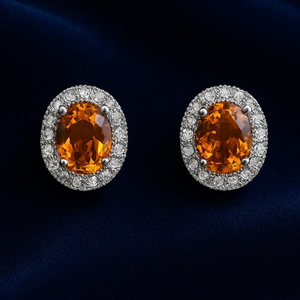 *VIRTUAL TRUNK SHOW* Fanta Garnet Custom Halo Stud Earrings *VIRTUAL TRUNK SHOW* Fanta Garnet Custom Halo Stud Earrings