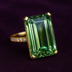 *VIRTUAL TRUNK SHOW* Green Tourmaline Custom Pave Solitaire Ring, Size 7 *VIRTUAL TRUNK SHOW* Green Tourmaline Custom Pave Solitaire Ring, Size 7
