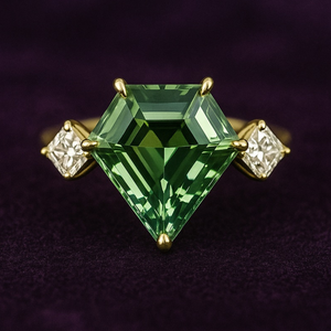 *VIRTUAL TRUNK SHOW* Green Tourmaline Custom 3-Stone Ring, Size 7 *VIRTUAL TRUNK SHOW* Green Tourmaline Custom 3-Stone Ring, Size 7