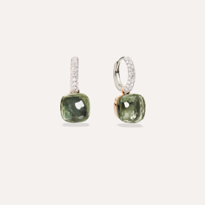 Pomellato Nudo 18K Rose and White Gold Prasiolite Classic Earrings with Diamonds Pomellato Nudo 18K Rose and White Gold Prasiolite Classic Earrings with Diamonds