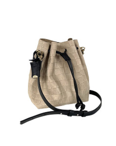 Linde Gallery St. Barth Shell Alligator Embossed Leather Bag in Sand, Small Linde Gallery St. Barth Shell Alligator Embossed Leather Bag in Sand, Small