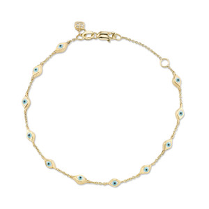 Sydney Evan 14K Yellow Gold & Enamel Multi Mini Eye Bracelet, 6.75" Sydney Evan 14K Yellow Gold & Enamel Multi Mini Eye Bracelet, 6.75"