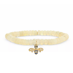 Sydney Evan 14K Yellow Gold & Diamond Small Bee Charm on Ethiopian Opal Rondelle Sydney Evan 14K Yellow Gold & Diamond Small Bee Charm on Ethiopian Opal Rondelle