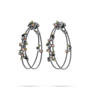 Paul Morelli 18K Black Gold Small Double Unity Confetti Hoop Earrings, 20mm Paul Morelli 18K Black Gold Small Double Unity Confetti Hoop Earrings, 20mm