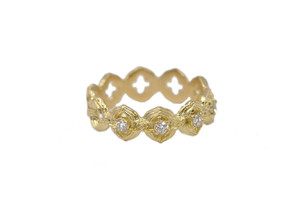 Armenta 18K Yellow Gold Scroll Diamond Stack Ring, Size 7 Armenta 18K Yellow Gold Scroll Diamond Stack Ring, Size 7