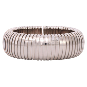 Sidney Garber 18K White Gold Domed Cuff, Size Regular