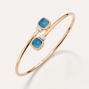 Pomellato Nudo Mini 18K Rose and White Gold London Blue Topaz Bangle, Size Medium Pomellato Nudo Mini 18K Rose and White Gold London Blue Topaz Bangle, Size Medium