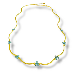 *SIP & SHOP EVENT* Mara Labell Designs 18K Gold Dangerous Curves Clear Aqua Diamond Briolettes Necklace, 18" *SIP & SHOP EVENT* Mara Labell Designs 18K Gold Dangerous Curves Clear Aqua Diamond Briolettes Necklace, 18"