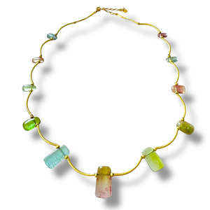 *SIP & SHOP EVENT* Mara Labell Designs 18K Gold Dangerous Curves Pale Smooth Plate Cut Tourmaline Necklace, 20" *SIP & SHOP EVENT* Mara Labell Designs 18K Gold Dangerous Curves Pale Smooth Plate Cut Tourmaline Necklace, 20"