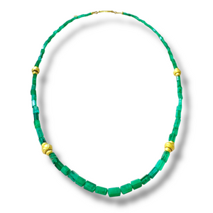 *SIP & SHOP EVENT* Mara Labell Designs Enchant 18K Gold Emerald Nugget & Gold Rondelle Necklace, 18" *SIP & SHOP EVENT* Mara Labell Designs Enchant 18K Gold Emerald Nugget & Gold Rondelle Necklace, 18"