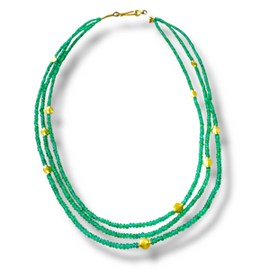 *SIP & SHOP EVENT* Mara Labell Designs Triple Threat 18K Gold Emerald & Gold Pebbles Necklace *SIP & SHOP EVENT* Mara Labell Designs Triple Threat 18K Gold Emerald & Gold Pebbles Necklace
