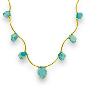 *SIP & SHOP EVENT* Mara Labell Designs 18K Gold Smooth Blue Aquamarine Plates Necklace, 18" (One of a Kind) *SIP & SHOP EVENT* Mara Labell Designs 18K Gold Smooth Blue Aquamarine Plates Necklace, 18" (One of a Kind)