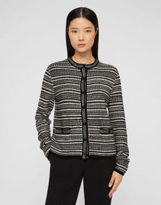 Lafayette 148 New York Velour-Wool Mixed Stitch Button Cardigan in Black Metallic Lafayette 148 New York Velour-Wool Mixed Stitch Button Cardigan in Black Metallic