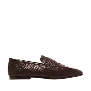 Sophique Milano Essenziale Croc Embossed Loafer in Brown Sophique Milano Essenziale Croc Embossed Loafer in Brown