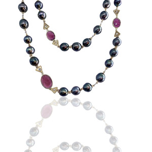 *SHOP & SIP EVENT* COOMI South Sea Pearl & Rubellite Necklace, 42" *SHOP & SIP EVENT* COOMI South Sea Pearl & Rubellite Necklace, 42"