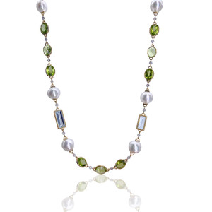 *SHOP & SIP EVENT* COOMI Pearl Peridot & Aquamarine Necklace, 36" *SHOP & SIP EVENT* COOMI Pearl Peridot & Aquamarine Necklace, 36"