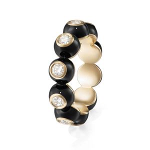 Melissa Kaye 18K Yellow Gold Audrey Eternity Band with Black Enamel, Size 7 Melissa Kaye 18K Yellow Gold Audrey Eternity Band with Black Enamel, Size 7
