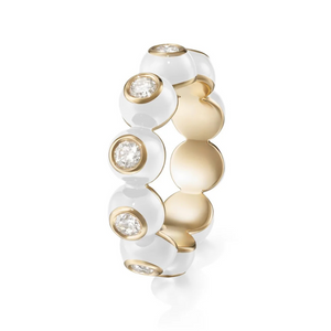 Melissa Kaye 18K Yellow Gold Audrey Eternity Band with White Enamel, Size 7 Melissa Kaye 18K Yellow Gold Audrey Eternity Band with White Enamel, Size 7