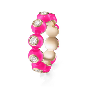 Melissa Kaye 18K Pink Gold Audrey Eternity Band with Neon Pink Enamel, Size 7 Melissa Kaye 18K Pink Gold Audrey Eternity Band with Neon Pink Enamel, Size 7