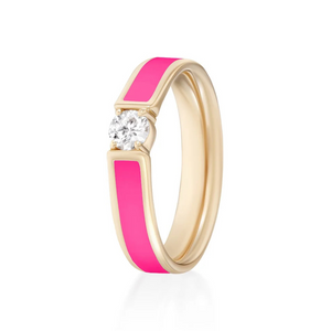 Melissa Kaye 18K Pink Gold Honey Ring with Neon Pink Enamel, Size 7 Melissa Kaye 18K Pink Gold Honey Ring with Neon Pink Enamel, Size 7