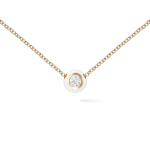 Melissa Kaye 18K Yellow Gold Audrey Pendant with White Enamel (Small), 16" Melissa Kaye 18K Yellow Gold Audrey Pendant with White Enamel (Small), 16"