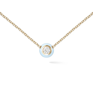 Melissa Kaye 18K Yellow Gold Audrey Pendant with Pastel Blue Enamel (Small), 16" Melissa Kaye 18K Yellow Gold Audrey Pendant with Pastel Blue Enamel (Small), 16"