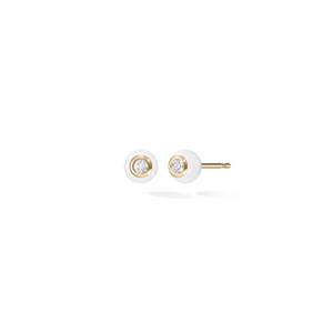 Melissa Kaye 18K Yellow Gold Audrey Studs with White Enamel (Small) Melissa Kaye 18K Yellow Gold Audrey Studs with White Enamel (Small)
