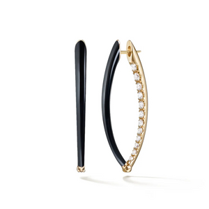 Melissa Kaye 18K Yellow Gold Cristina Earrings with Black Enamel (Medium) Melissa Kaye 18K Yellow Gold Cristina Earrings with Black Enamel (Medium)