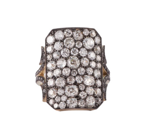*RESERVE TODAY* Sylva & Cie. 18K Yellow Gold Old European Black Diamond Ten Table Ring, Size 7.25 *RESERVE TODAY* Sylva & Cie. 18K Yellow Gold Old European Black Diamond Ten Table Ring, Size 7.25
