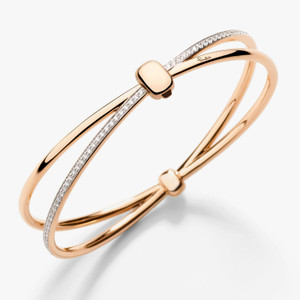 Pomellato Together 18K Rose Gold Bangle with White Diamonds Pomellato Together 18K Rose Gold Bangle with White Diamonds