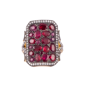 *RESERVE TODAY* Sylva & Cie. Short Ruby and Diamond Ten Table Ring, Size 7 1/2 *RESERVE TODAY* Sylva & Cie. Short Ruby and Diamond Ten Table Ring, Size 7 1/2