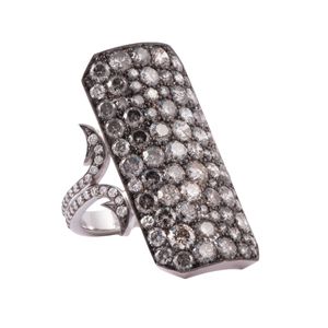 *RESERVE TODAY* Sylva & Cie. Long Grey and White Diamond Ten Table Ring, Size 7 1/2 *RESERVE TODAY* Sylva & Cie. Long Grey and White Diamond Ten Table Ring, Size 7 1/2