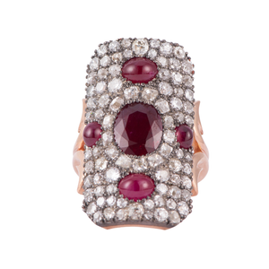 *RESERVE TODAY* Sylva & Cie. Ruby & Old Euro Ten Table Ring, Size 8 1/4 *RESERVE TODAY* Sylva & Cie. Ruby & Old Euro Ten Table Ring, Size 8 1/4