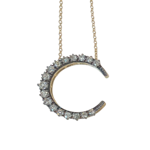 Sylva & Cie. 18K Yellow Gold Old Euro Diamond Moon Pendant, 15" Sylva & Cie. 18K Yellow Gold Old Euro Diamond Moon Pendant, 15"