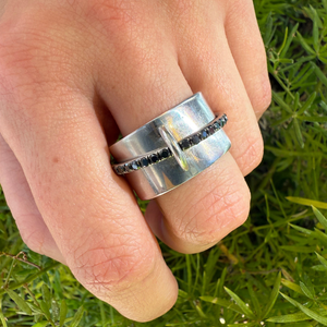 Sylva & Cie. 18K White Gold Satellite Band with Black Diamonds Sylva & Cie. 18K White Gold Satellite Band with Black Diamonds