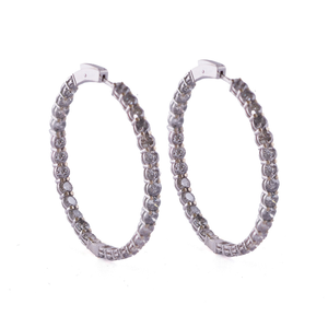 Sylva & Cie. 18K White Gold Grey Diamond Hoops Sylva & Cie. 18K White Gold Grey Diamond Hoops