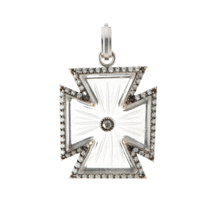 Sylva & Cie. 18K White Gold Crystal Quartz Cross Pendant
