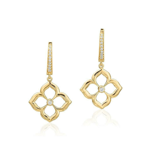 Gumuchian 18K Yellow Gold Diamond Lotus Fleur Drop Earrings