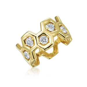 Gumuchian 18K Yellow Gold Half Way Diamond B Collection Ring