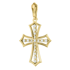 Paul Morelli 18K Yellow Gold & Platinum Ornate Diamond Cross, 40mm