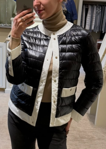 Herno Ultralight Nylon Short Jacket with Taffeta Trim Details in Black