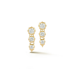 Jade Trau 18K Yellow Gold 3 Stone Sophisticate Drop Earrings