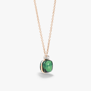 Pomellato Nudo 18K Rose and White Gold Prasiolite/Green Agate Diamond Necklace