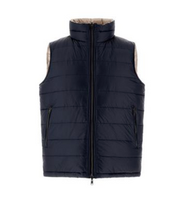 Herno Men’s Reversible Nylon Ultralight Waistcoat in Navy Blue/Chantilly