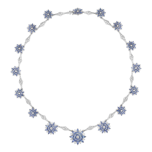Paul Morelli Dahlia Link Necklace with Blue Sapphires and White Diamonds, 17"